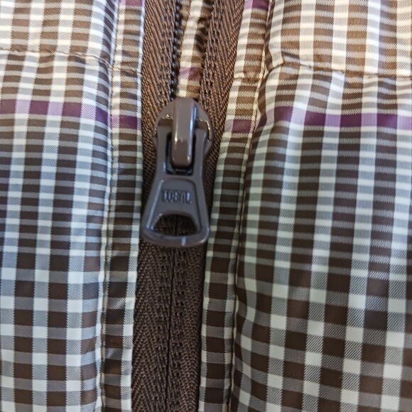 LANDS' END Classic Brown Plaid Puffer Vest, 75 Down/25 Feathers Fill Size Small - Picture 8 of 16